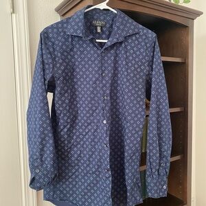 Alfani Navy Geometric Button Down Shirt